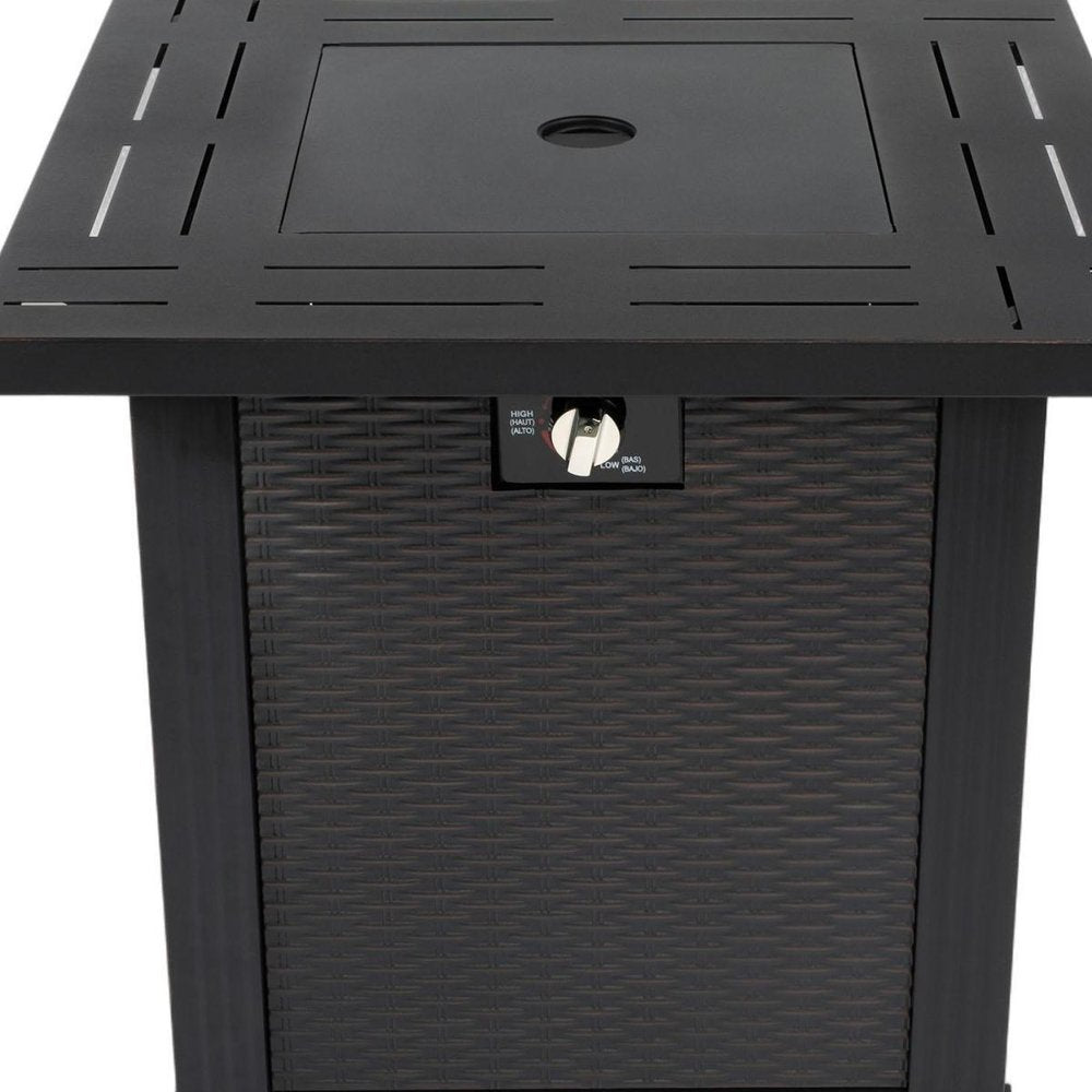 50000 BTU 28" Black Steel Propane Square Fire Pit Table With Cover