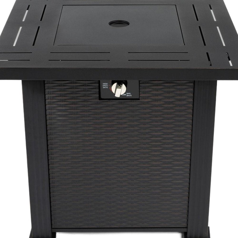 50000 BTU 28" Black Steel Propane Square Fire Pit Table With Cover