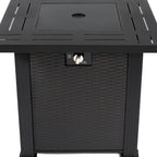 50000 BTU 28" Black Steel Propane Square Fire Pit Table With Cover