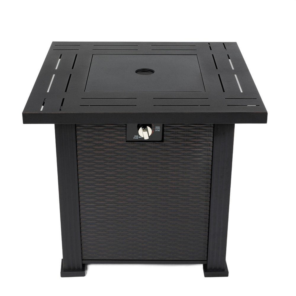 50000 BTU 28" Black Steel Propane Square Fire Pit Table With Cover