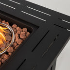 50000 BTU 28" Black Steel Propane Square Fire Pit Table With Cover