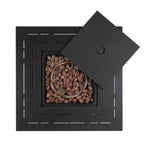 50000 BTU 28" Black Rattan Propane Square Fire Pit With Cover