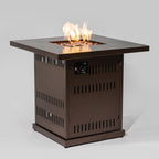 50000 BTU 27" Brown Steel Propane Square Fire Pit Table With Cover