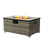 50000 BTU 32" Beige Iron Propane Rectangular Fire Pit With Cover