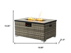 50000 BTU 32" Beige Iron Propane Rectangular Fire Pit With Cover