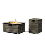 50000 BTU 32" Beige Iron Propane Rectangular Fire Pit With Cover