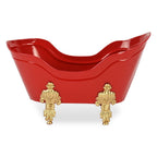 6" Red Metal Christmas Santa Hand Painted Decorative Tub