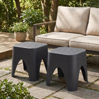 15" Plastic Outdoor Footstool Ottoman