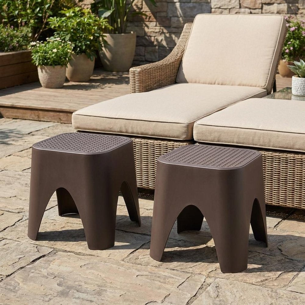 15" Plastic Outdoor Footstool Ottoman