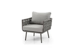 Four Piece Gray and Taupe Metal Upholstered Cushions Sofa Seating Group With Table