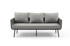 Four Piece Gray and Taupe Metal Upholstered Cushions Sofa Seating Group With Table