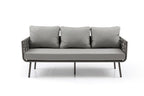 Four Piece Gray and Taupe Metal Upholstered Cushions Sofa Seating Group With Table