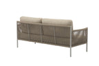 Four Piece Light Gray and Taupe Metal Upholstered Cushions Sofa Seating Group With Table