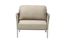 Four Piece Light Gray and Taupe Metal Upholstered Cushions Sofa Seating Group With Table