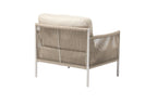 Four Piece Light Gray and Taupe Metal Upholstered Cushions Sofa Seating Group With Table