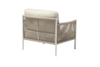 Four Piece Light Gray and Taupe Metal Upholstered Cushions Sofa Seating Group With Table