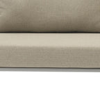 Four Piece Light Gray and Taupe Metal Upholstered Cushions Sofa Seating Group With Table