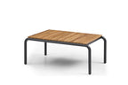 Four Piece Dark Gray and Blue Metal Upholstered Cushions Sofa Seating Group With Table