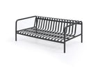 Four Piece Dark Gray and Blue Metal Upholstered Cushions Sofa Seating Group With Table
