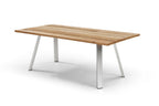 79" Natural and Silver Solid Wood and Stainless Steel Outdoor Dining Table