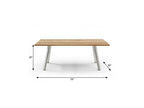 79" Natural and Silver Solid Wood and Stainless Steel Outdoor Dining Table
