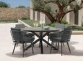 55" Dark Gray Ceramic Glass and Aluminum Round Outdoor Dining Table