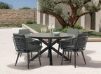 55" Dark Gray Ceramic Glass and Aluminum Round Outdoor Dining Table