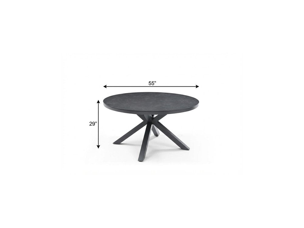 55" Dark Gray Ceramic Glass and Aluminum Round Outdoor Dining Table
