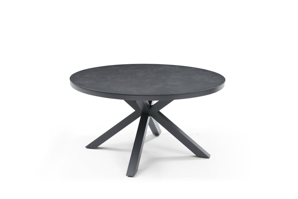 55" Dark Gray Ceramic Glass and Aluminum Round Outdoor Dining Table