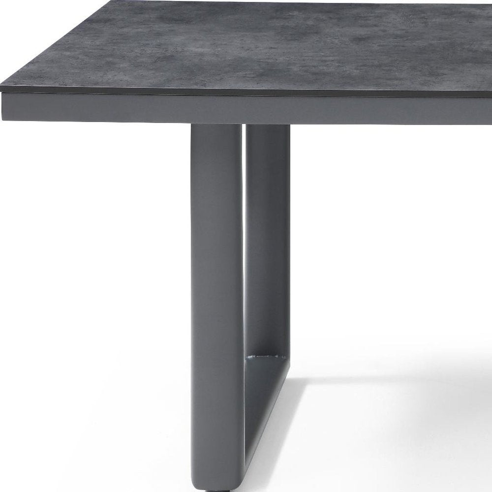 79" Dark Gray Ceramic Steel and Aluminum Outdoor Dining Table