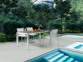 63" Dark Gray and Silver Ceramic Glass and Stainless Steel Outdoor Dining Table