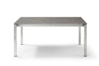 63" Dark Gray and Silver Ceramic Glass and Stainless Steel Outdoor Dining Table