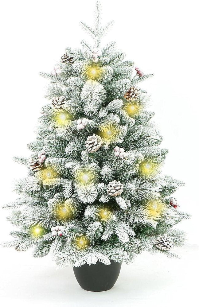 3' Full Flocked Pine Christmas Tree With Decorations