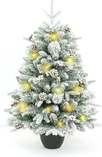 3' Full Flocked Pine Christmas Tree With Decorations