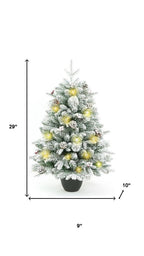 3' Full Flocked Pine Christmas Tree With Decorations