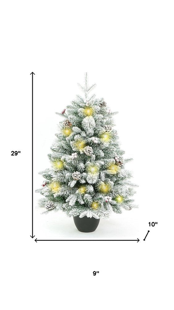 3' Full Flocked Pine Christmas Tree With Decorations