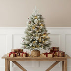 3' Full Flocked Pine Christmas Tree With Decorations