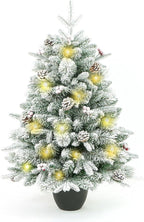 3' Full Flocked Pine Christmas Tree With Decorations