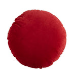 16" Red And White Cotton Velvet Round Christmas Striped Throw Pillow
