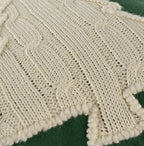 18" Green And Ivory Cotton Christmas Tree Throw Pillow with Tassels
