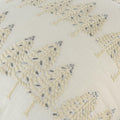 18" Ivory And Silver Cotton Christmas Trees Throw Pillow With Embroidery