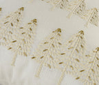 18" Ivory And Gold Cotton Christmas Trees Throw Pillow With Embroidery