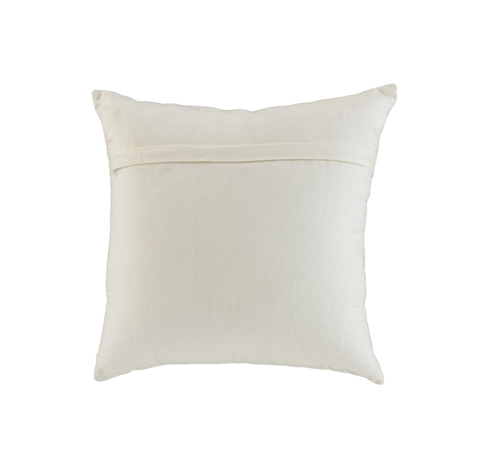 18" Ivory And Gold Cotton Christmas Trees Throw Pillow With Embroidery