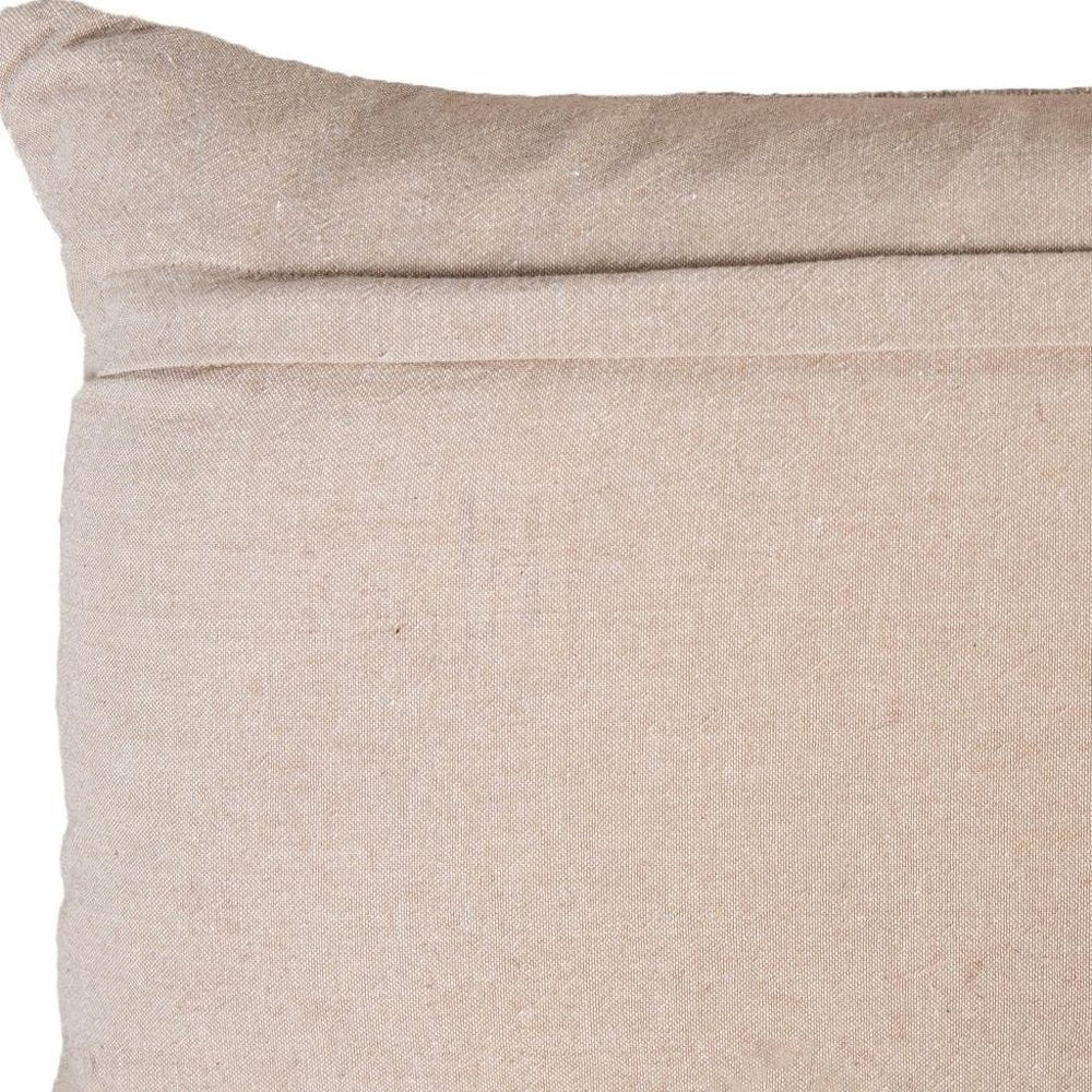 14" X 20" Beige Ivory And Gold Christmas Snowflakes Throw Pillow With Embroidery
