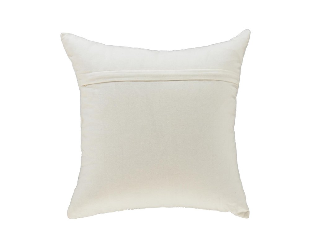 18" White And Green Cotton Merry Christmas Throw Pillow With Embroidery