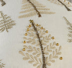 18" Natural Silver And Gold Cotton Christmas Trees Throw Pillow With Beads And Embroidery