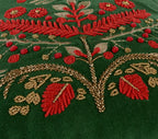 18" Green And Red Floral Velvet Cotton Christmas Tree Throw Pillow