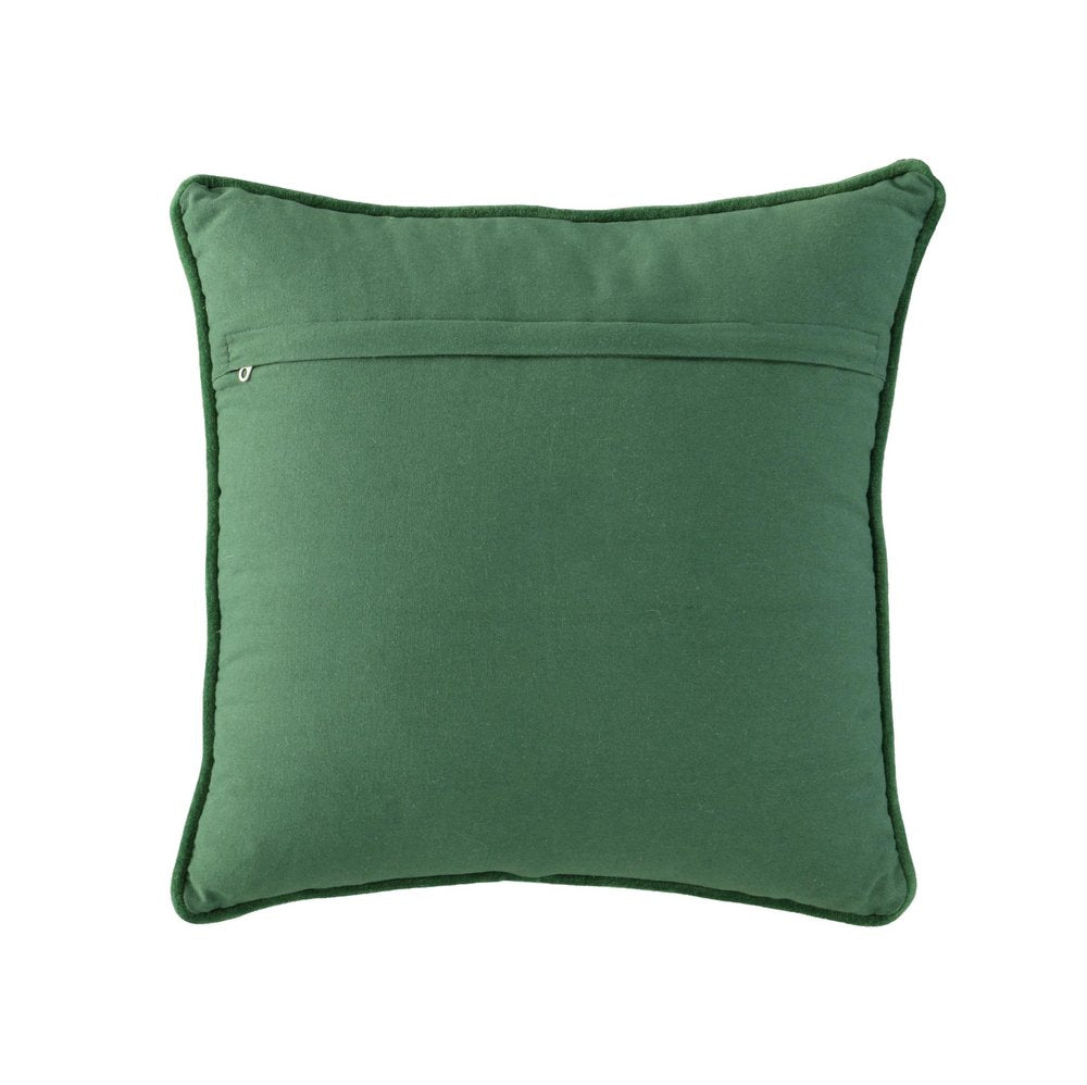 18" Green And Red Floral Velvet Cotton Christmas Tree Throw Pillow