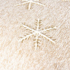 20" Natural And Gold Snowflakes Christmas Throw Pillow With Embroidery