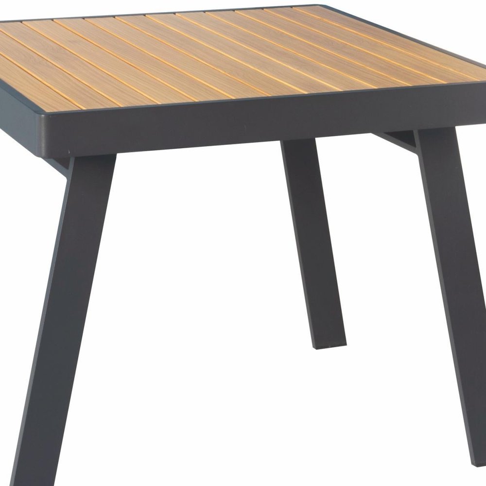 Five Piece Brown Square Metal Dining Set with Four Chairs